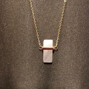 NWT Courtney G Gold Tone and Pink Semi Previous Stone Necklace